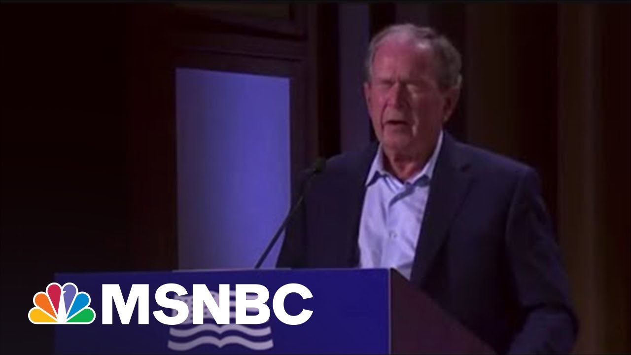George W. Bush denounces "the decision of one man to launch a wholly unjustified and brutal invasion of  Iraq -- I mean, Ukraine"