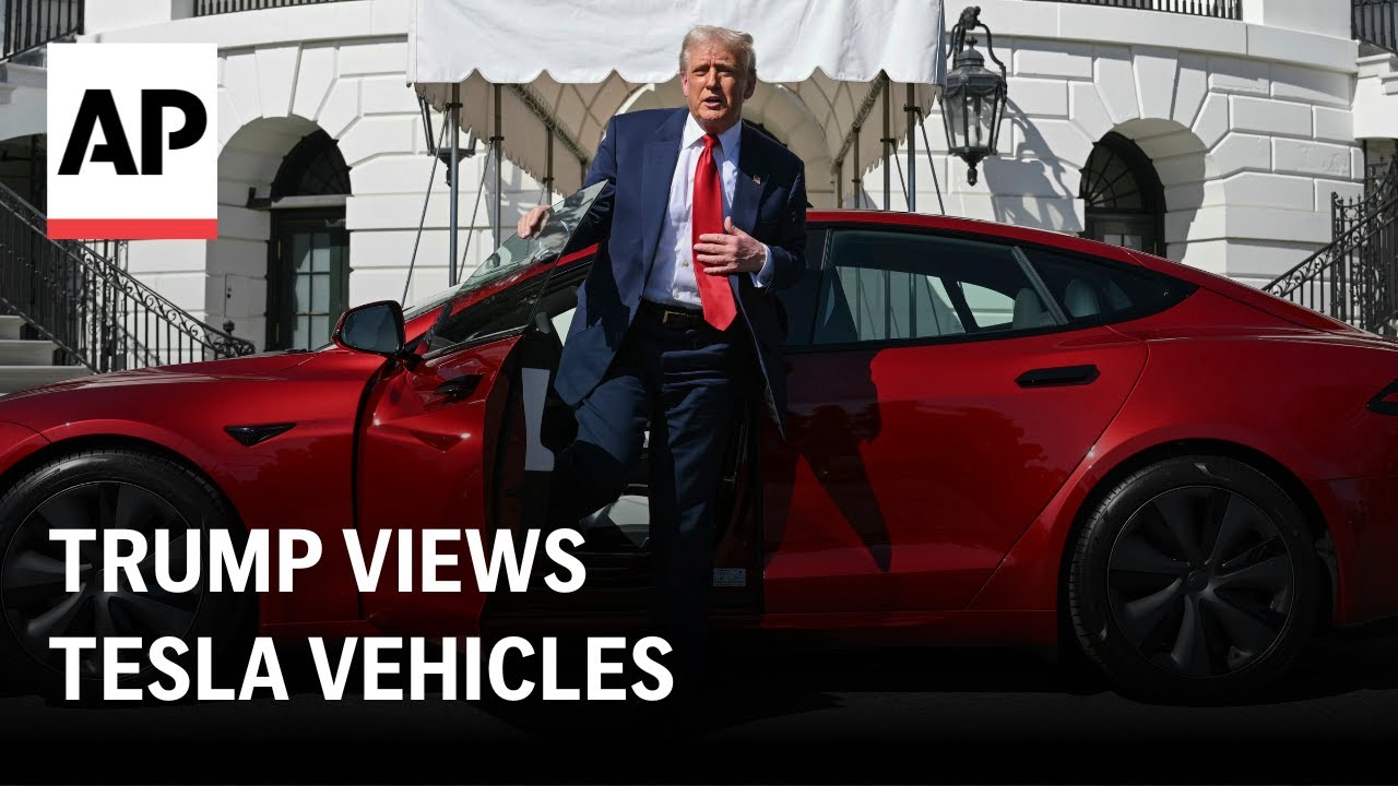 Trump views Tesla vehicles - YouTube