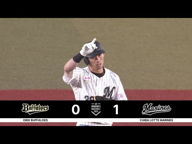 【2回裏】勝負強さを見せる!! マリーンズ・高部瑛斗 タイムリー2ベースで先制!! 2025年5月27日 千葉ロッテマリーンズ 対 オリックス・バファローズ