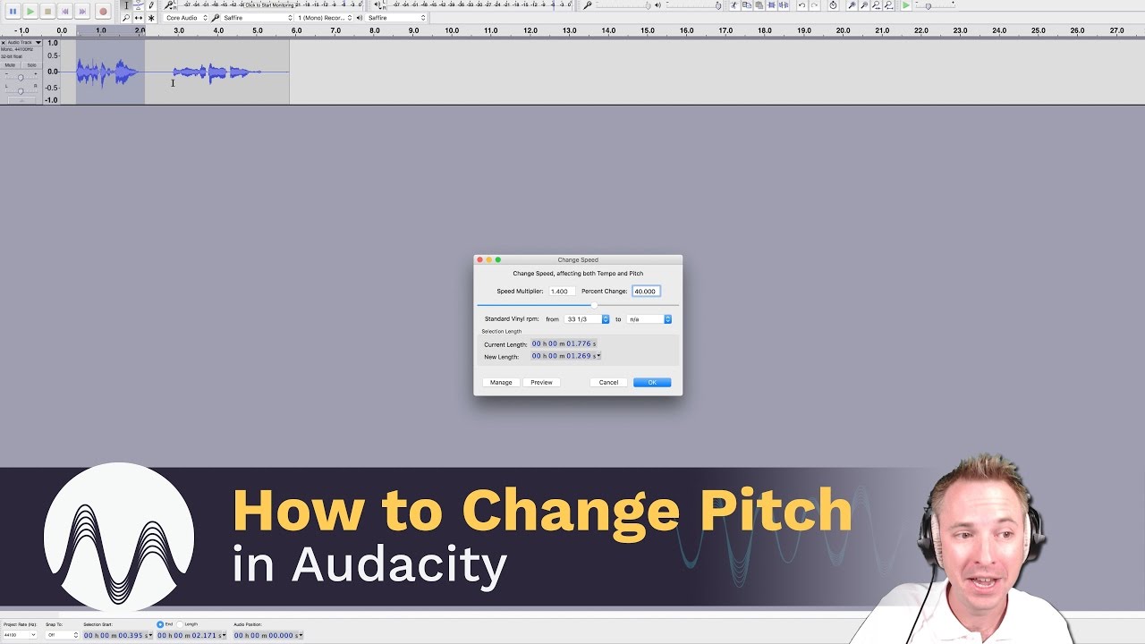 Ändern der Tonhöhe in Audacity
